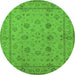 Round Oriental Green Traditional Rug, urb501grn