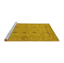 Sideview of Machine Washable Oriental Yellow Traditional Rug, wshurb501yw