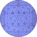 Round Machine Washable Oriental Blue Traditional Rug, wshurb501blu