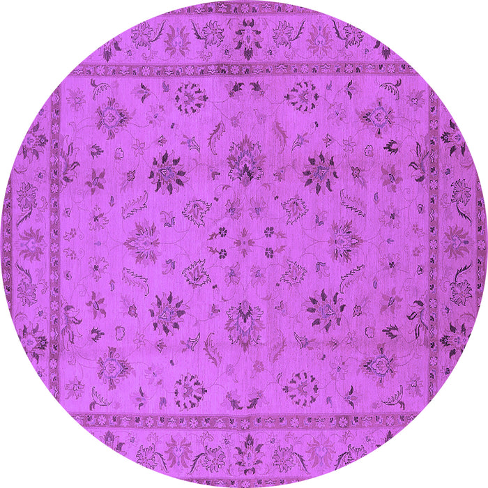 Round Machine Washable Oriental Purple Traditional Area Rugs, wshurb501pur