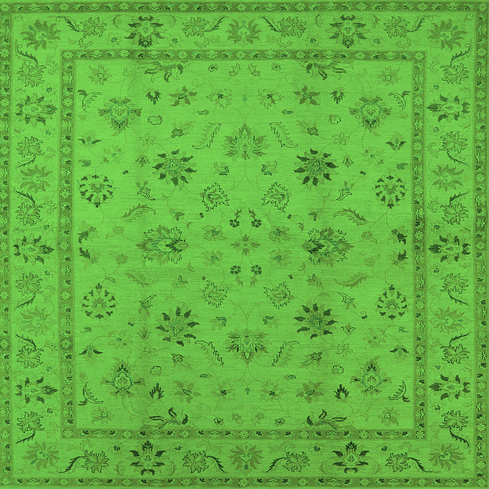 Square Machine Washable Oriental Green Traditional Area Rugs, wshurb501grn