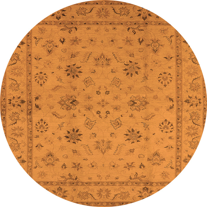 Round Oriental Orange Traditional Rug, urb501org