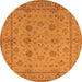 Round Oriental Orange Traditional Rug, urb501org