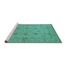 Sideview of Machine Washable Oriental Turquoise Traditional Area Rugs, wshurb501turq
