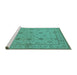 Sideview of Machine Washable Oriental Turquoise Traditional Area Rugs, wshurb501turq