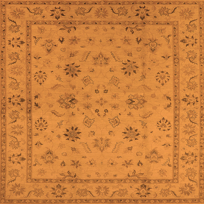 Square Machine Washable Oriental Orange Traditional Area Rugs, wshurb501org