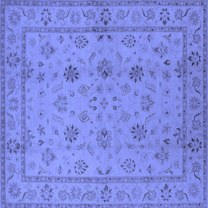 Square Machine Washable Oriental Blue Traditional Rug, wshurb501blu