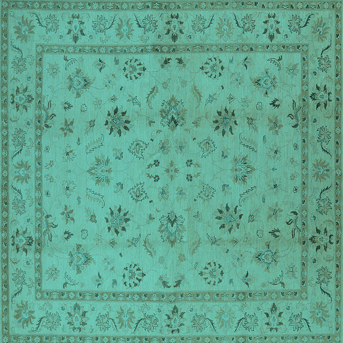 Square Oriental Turquoise Traditional Rug, urb501turq