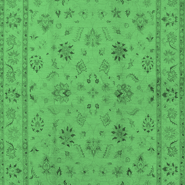 Machine Washable Oriental Emerald Green Traditional Area Rugs, wshurb501emgrn
