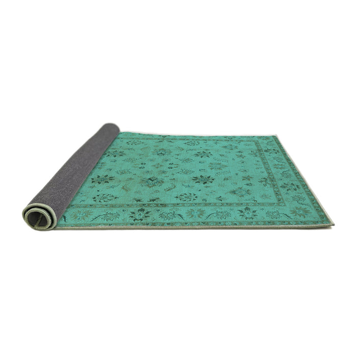 Sideview of Oriental Turquoise Traditional Rug, urb501turq