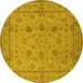 Round Oriental Yellow Traditional Rug, urb501yw