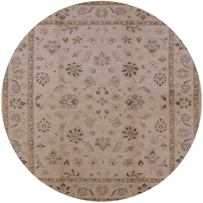 Round Mid-Century Modern Dark Almond Brown Oriental Rug, urb501