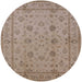 Round Mid-Century Modern Dark Almond Brown Oriental Rug, urb501