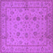 Square Machine Washable Oriental Purple Traditional Area Rugs, wshurb501pur