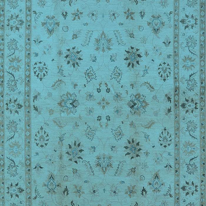 Machine Washable Oriental Light Blue Traditional Rug, wshurb501lblu