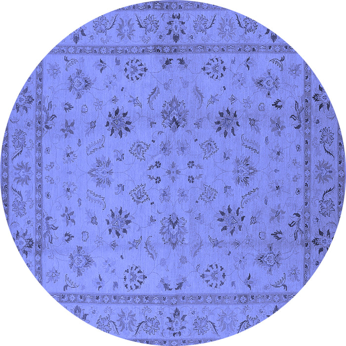 Round Oriental Blue Traditional Rug, urb501blu