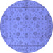 Round Oriental Blue Traditional Rug, urb501blu