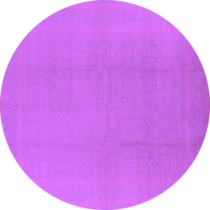 Round Machine Washable Solid Purple Modern Area Rugs, wshurb502pur