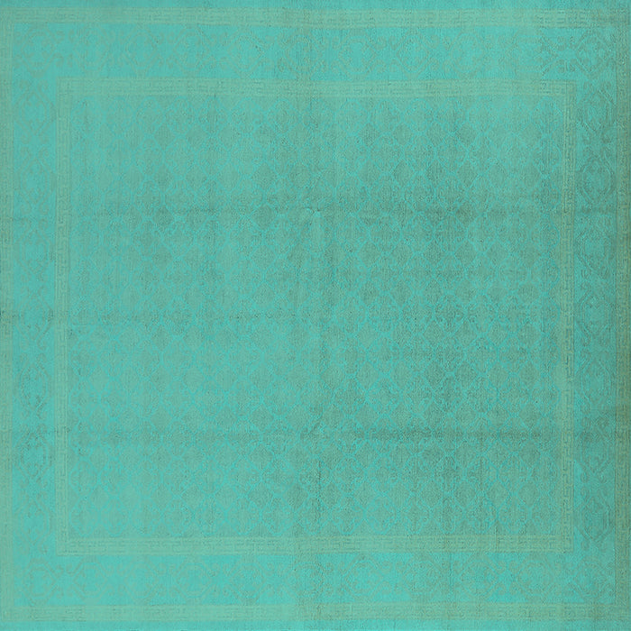 Square Machine Washable Solid Turquoise Modern Area Rugs, wshurb502turq