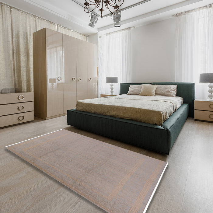 Machine Washable Industrial Modern Rosy Brown Pink Rug in a Bedroom, wshurb502