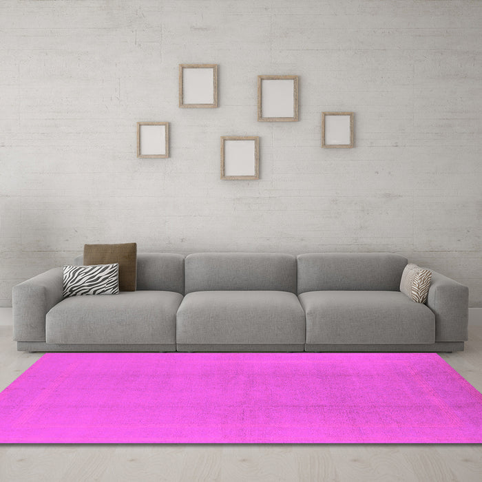 Machine Washable Solid Pink Modern Rug in a Living Room, wshurb502pnk