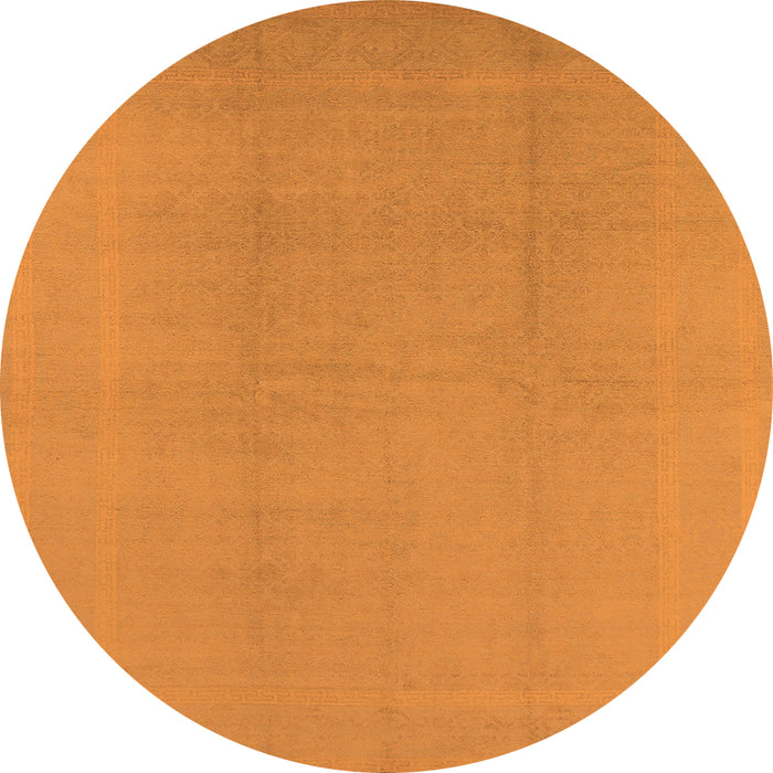 Round Machine Washable Solid Orange Modern Area Rugs, wshurb502org