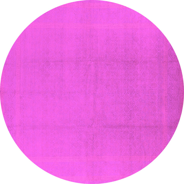 Round Machine Washable Solid Pink Modern Rug, wshurb502pnk