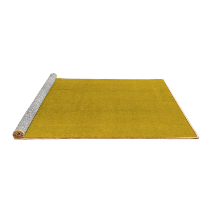 Sideview of Machine Washable Solid Yellow Modern Rug, wshurb502yw