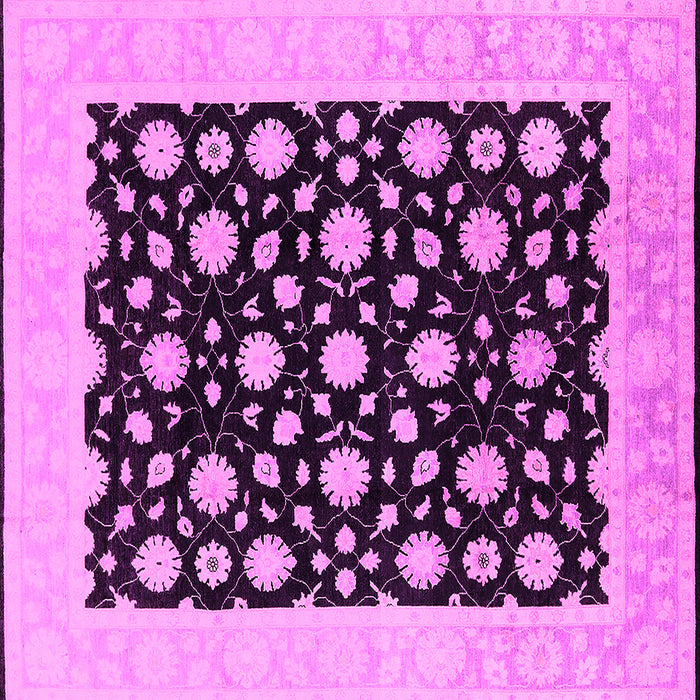 Square Machine Washable Oriental Pink Traditional Rug, wshurb503pnk