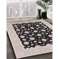 Mid-Century Modern Black Oriental Rug, urb503