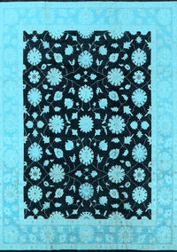 Oriental Light Blue Traditional Rug, urb503lblu