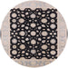 Round Mid-Century Modern Black Oriental Rug, urb503