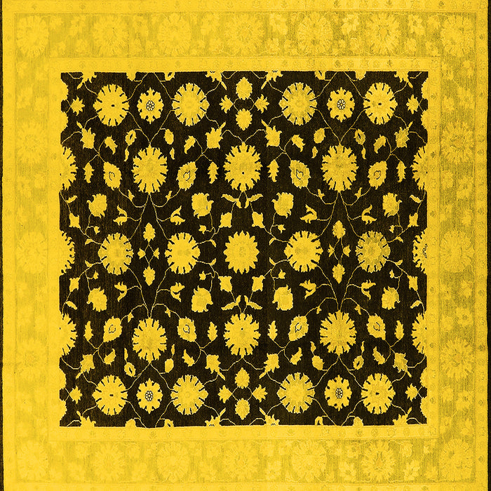 Square Oriental Yellow Traditional Rug, urb503yw