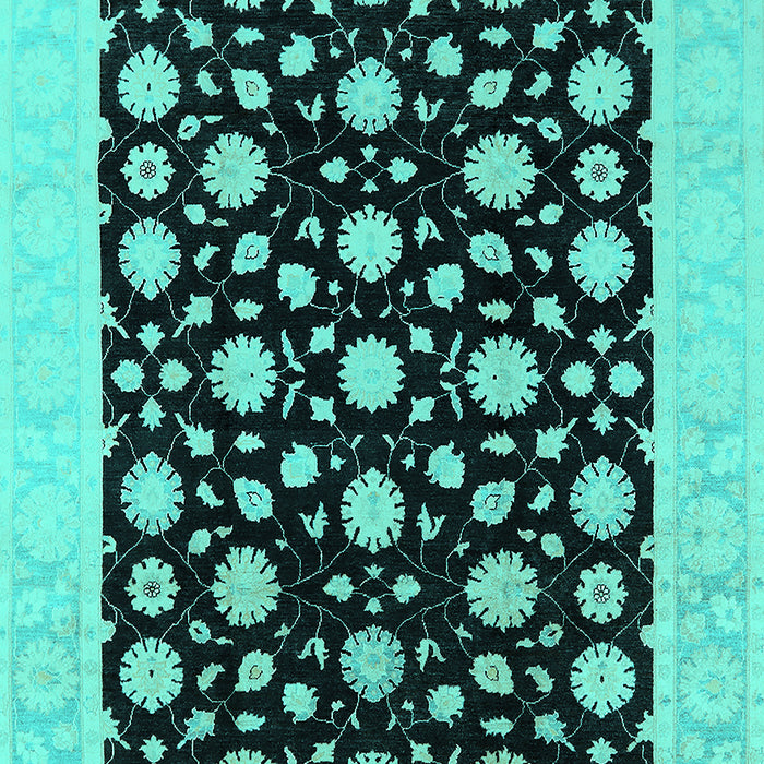 Machine Washable Oriental Turquoise Traditional Area Rugs, wshurb503turq