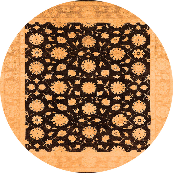 Round Oriental Orange Traditional Rug, urb503org