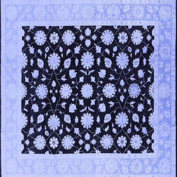 Square Machine Washable Oriental Blue Traditional Rug, wshurb503blu