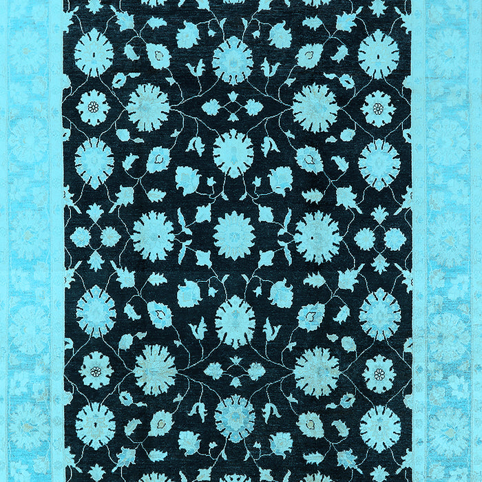 Machine Washable Oriental Light Blue Traditional Rug, wshurb503lblu