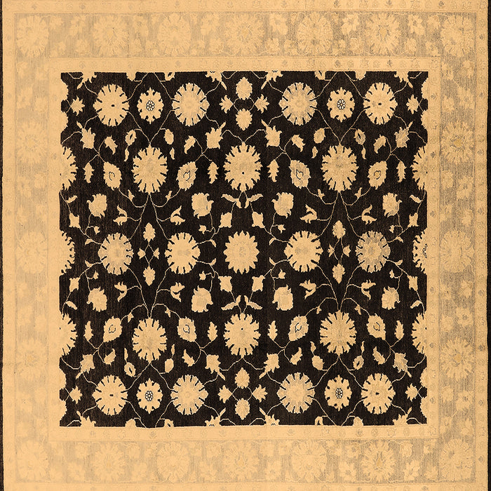 Square Machine Washable Oriental Brown Traditional Rug, wshurb503brn