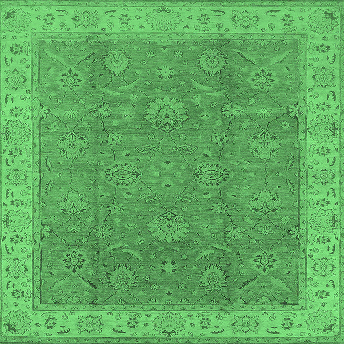 Square Oriental Emerald Green Traditional Rug, urb504emgrn