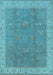Machine Washable Oriental Light Blue Traditional Rug, wshurb504lblu