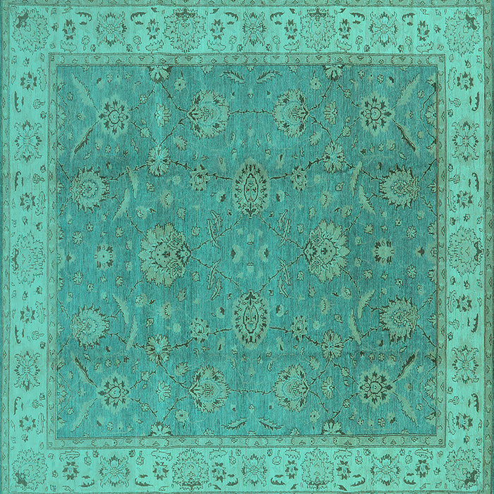 Square Oriental Turquoise Traditional Rug, urb504turq