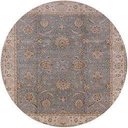 Round Mid-Century Modern Puce Purple Oriental Rug, urb504