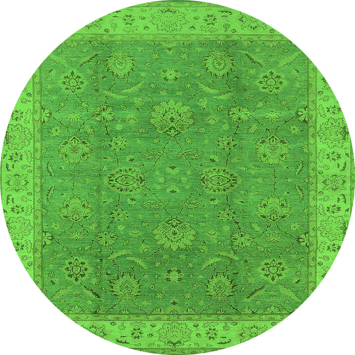 Round Machine Washable Oriental Green Traditional Area Rugs, wshurb504grn