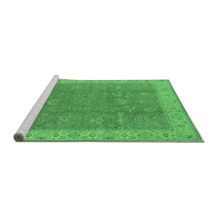Sideview of Machine Washable Oriental Emerald Green Traditional Area Rugs, wshurb504emgrn