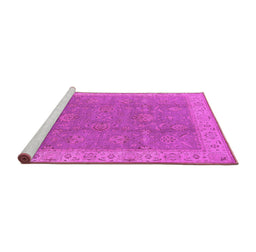 Sideview of Machine Washable Oriental Pink Traditional Rug, wshurb504pnk