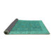 Sideview of Oriental Turquoise Traditional Rug, urb504turq