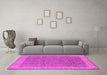 Machine Washable Oriental Pink Traditional Rug in a Living Room, wshurb504pnk