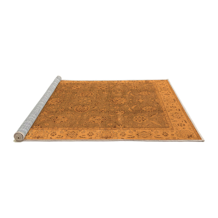 Sideview of Machine Washable Oriental Orange Traditional Area Rugs, wshurb504org