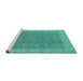 Sideview of Machine Washable Oriental Turquoise Traditional Area Rugs, wshurb504turq