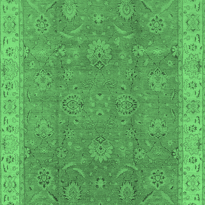 Machine Washable Oriental Emerald Green Traditional Area Rugs, wshurb504emgrn